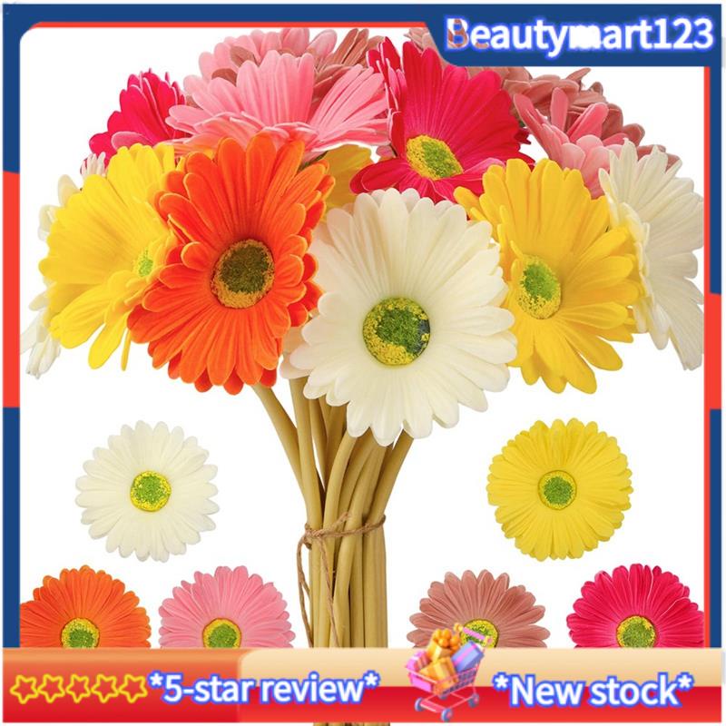 【BM】18PCS Artificial Daisy Flowers Gerbera Daisies Faux Bouquet 15 Inch