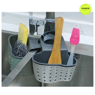 Silicone Kitchen Sink Tray Soap Dish Holder with Built-in Drain Lip  Countertop Sink Scrubber Brush