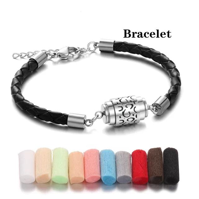 Stainless Steel Essential Oil Diffuser Bracelet DIY Braided Brown Black Leather Bracelets Women Men Couple Aromatherapy Bracelet Shopee Singapore