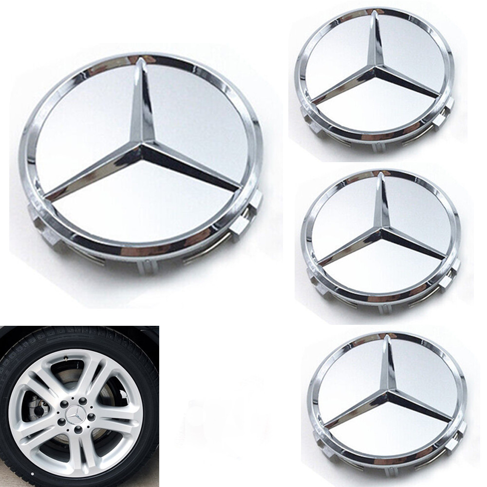 4Pcs Rims Wheel Center Caps Silver 75MM Wheel Cover Wheel Center Hub ...