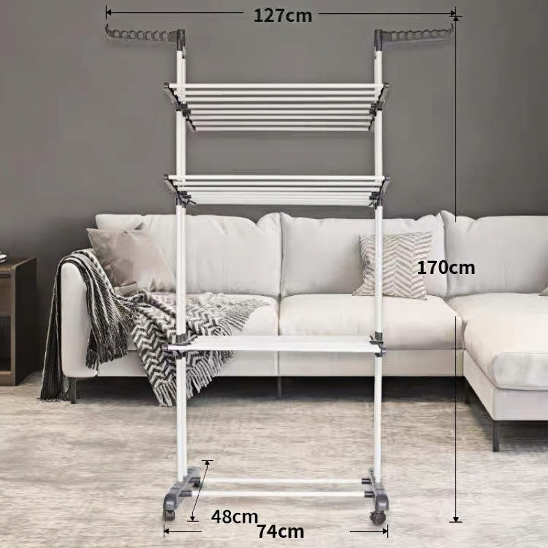 Foldable Clothes Drying Rack Multi-tier Towel Rack Movable Laundry Rack ...