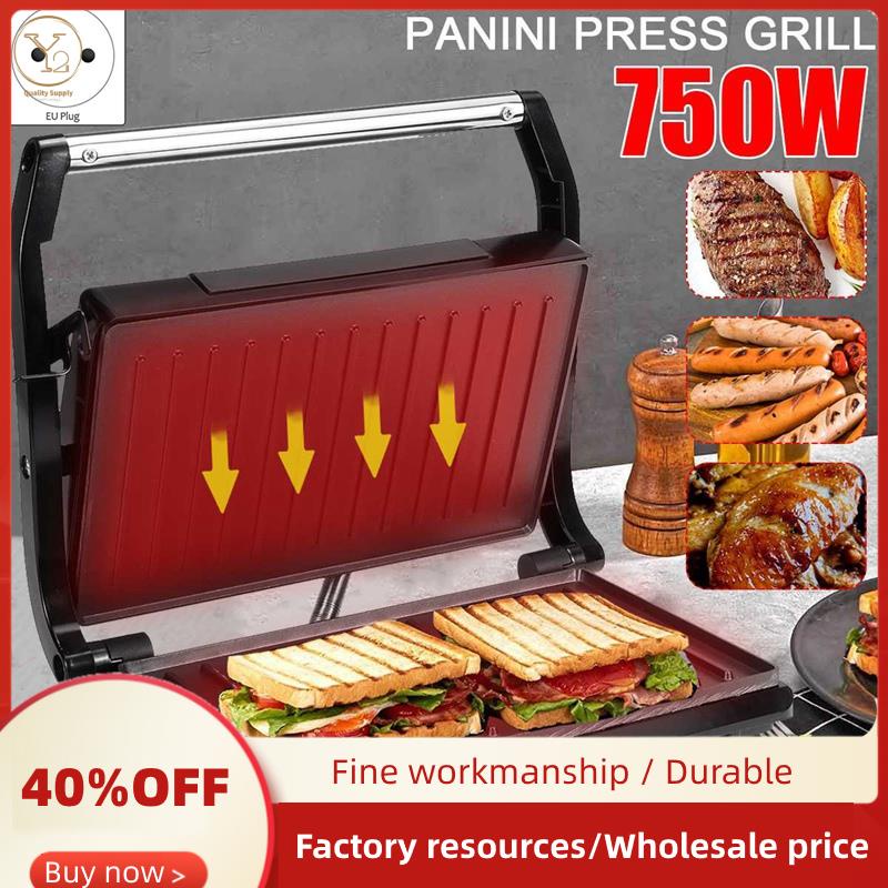 750W Household Mini Steak Machine Hamburger Fried Egg Electric Sandwich  Maker Non Stick Surface Grill Toaster EU Plug 