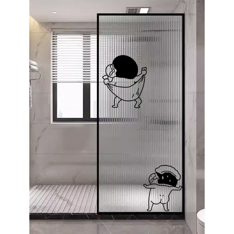 Wall Stickers~Cartoon Toilet Bathroom Glass Door Stickers Waterproof ...