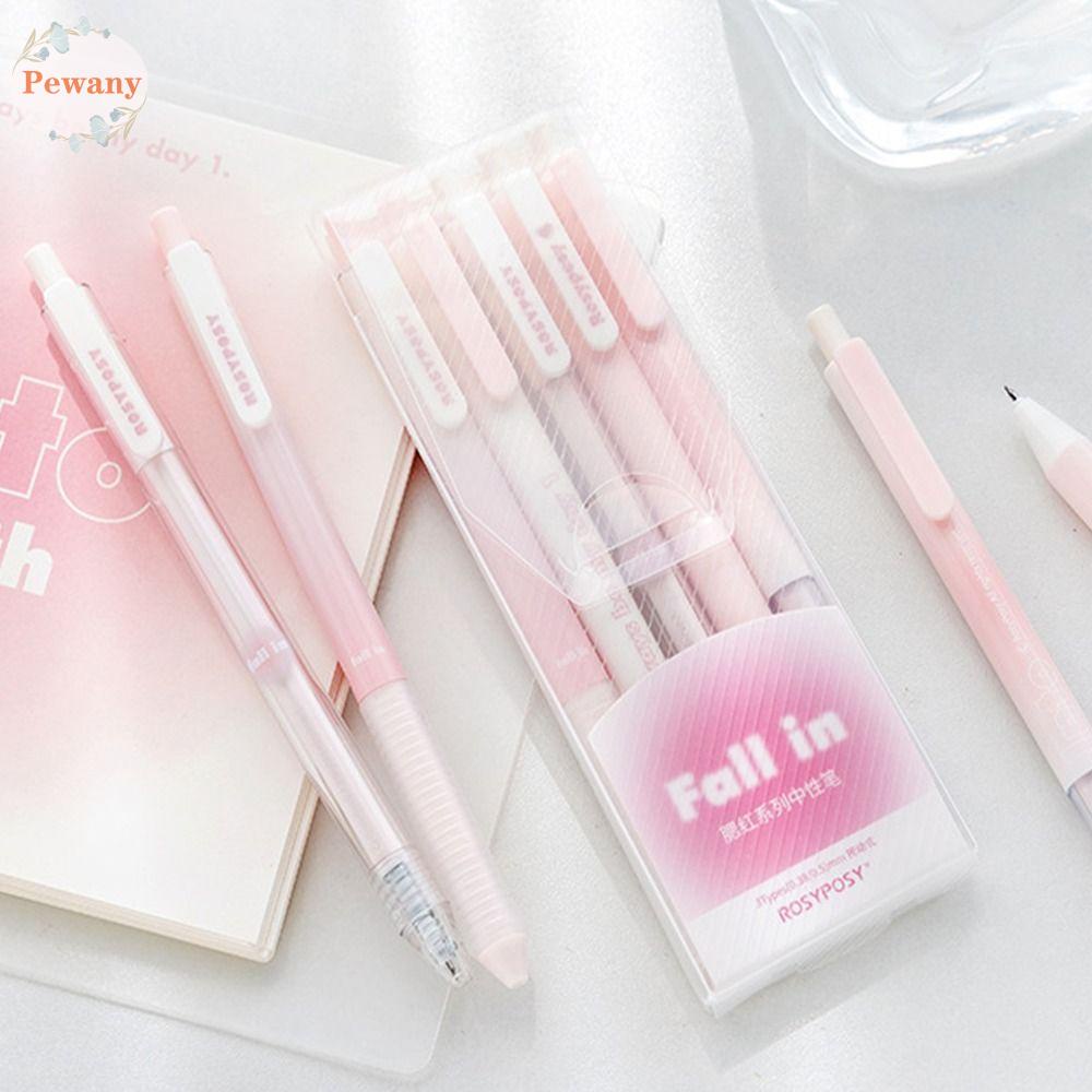 PEWANYMX Press Neutral Gel Pen, QuickDrying Black Ink Blush Design Gel