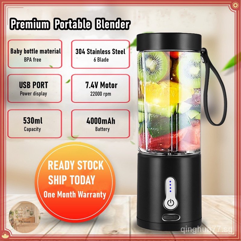 1pc Rechargeable 4000mah Battery Powered Powerful 6-blade Blender, Portable  Juicing Cup With 530ml Capacity For Home Use, Electric Juice Mixer With Usb  Charging