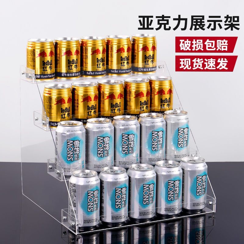 Milk tea shop water bar counter storage rack mineral water beverage ...