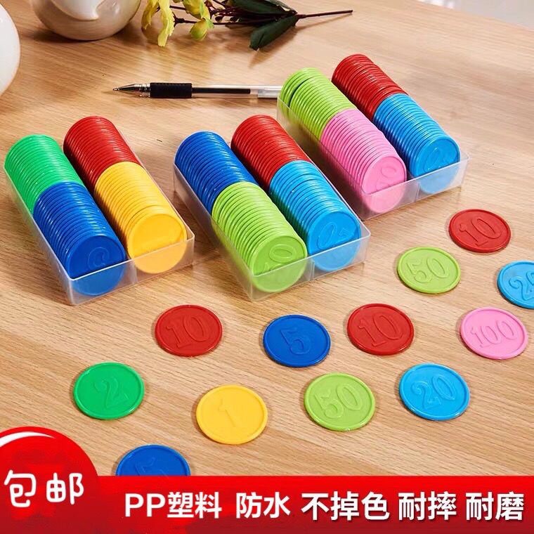 160pcs/box Plastic coins point coins digital exchange chip token cards ...