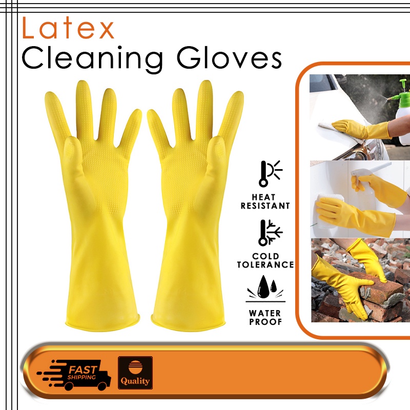 Kitchen Laundry Household Latex Rubber Cleaning Dish Washing Gloves ...