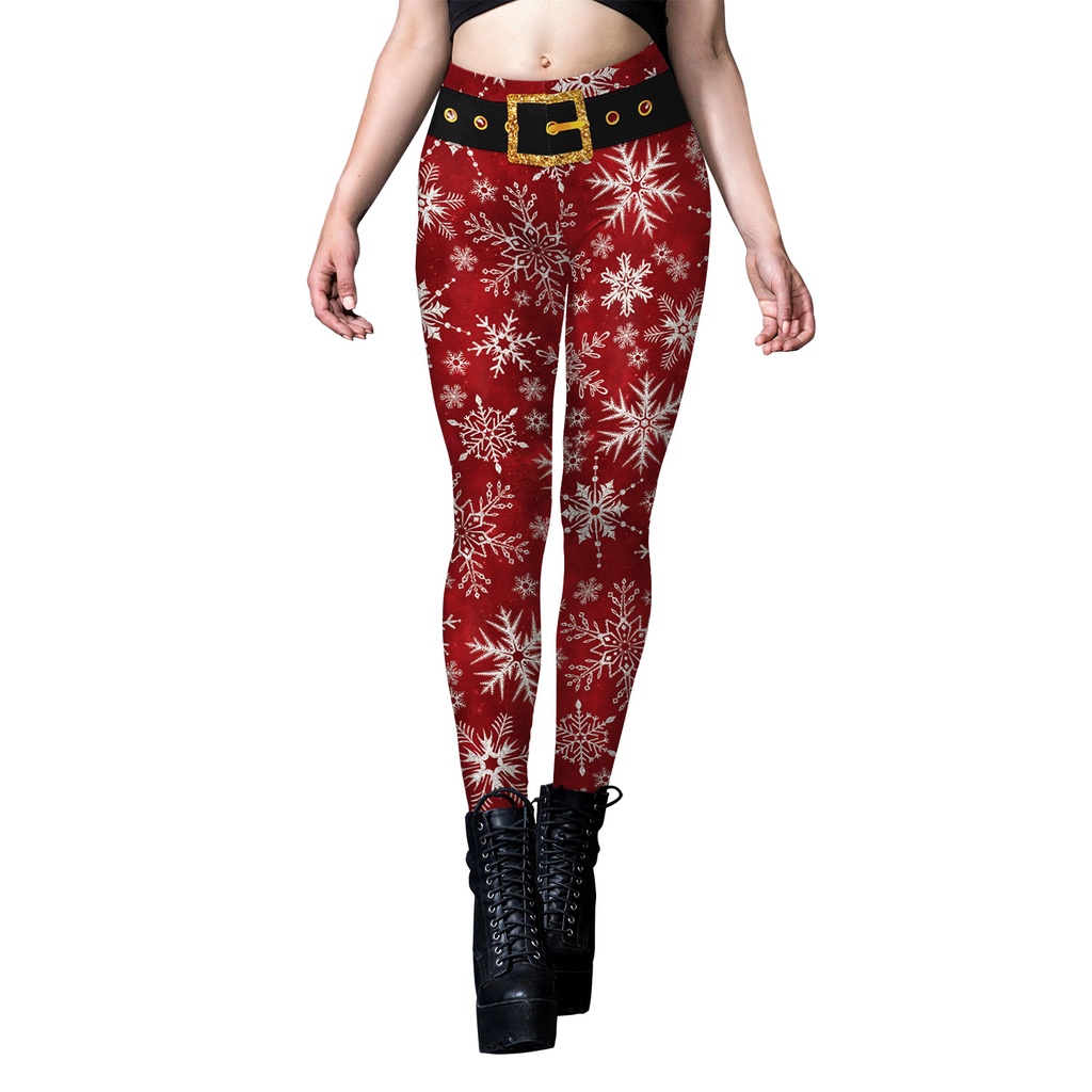 Women's Christmas High Waist Leggings Striped The Grinch Snowflake Printed  Pants Xmas Gift