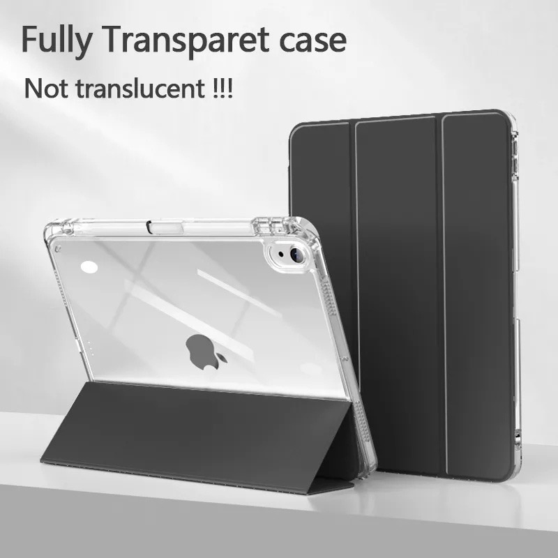 Acrylic Case iPad HD Transparent Crystal Clear Trifold Smart Lock Casing For Ipad Air 6 10.9"/13" 2024 Pro 12.9" Gen 5/6/7/8/9/10 Pro 11 Air 1/2/4/5 Mini 6 - Gambar 3