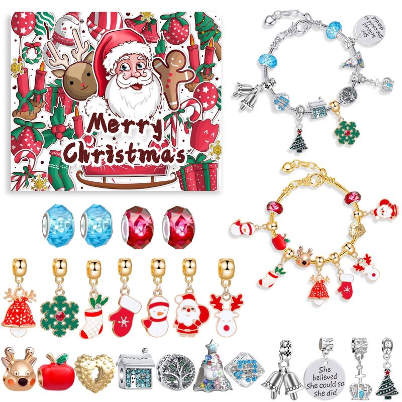 24 Days Christmas Bracelet Gift Set, Diy Bracelet Making Kit For Women Kids