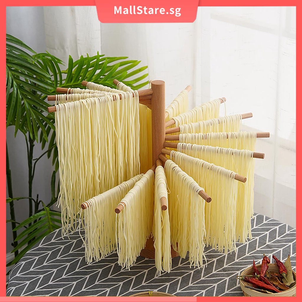 Collapsible Pasta Drying Rack Wooden Spaghetti Stand Dryer with 16 ...
