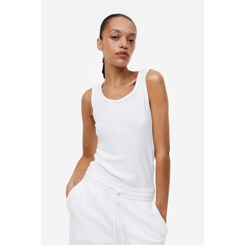 White scoop sales neck vest