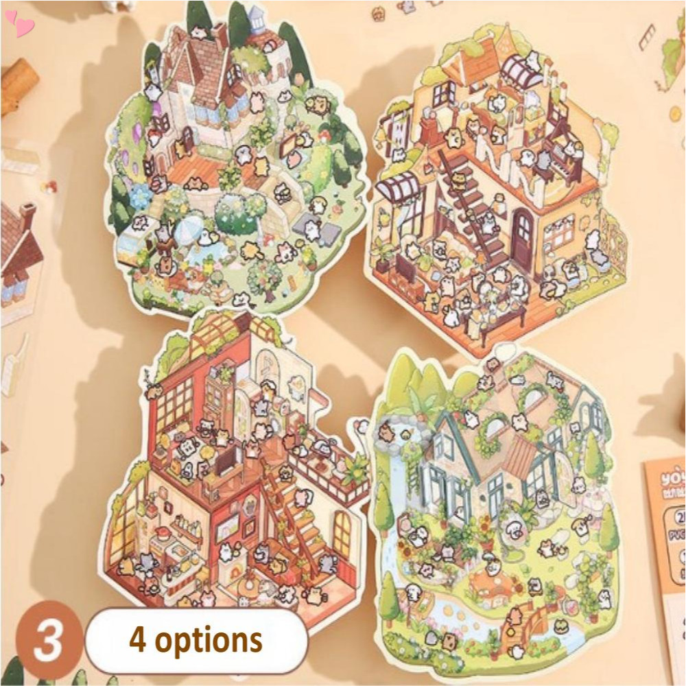 JOAASU 40x DIY 3D Haus Sticker Set - Mit Pinzette Für Erwachsene & Kinder