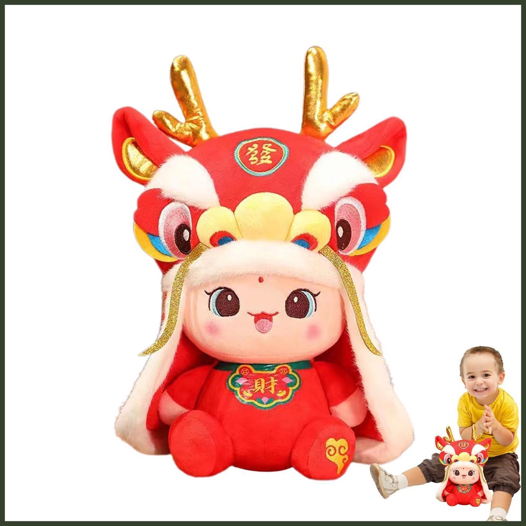 Plush Chinese Dragon Toy 2024 Year Of The Dragon Mascot 3D Cartoon ...