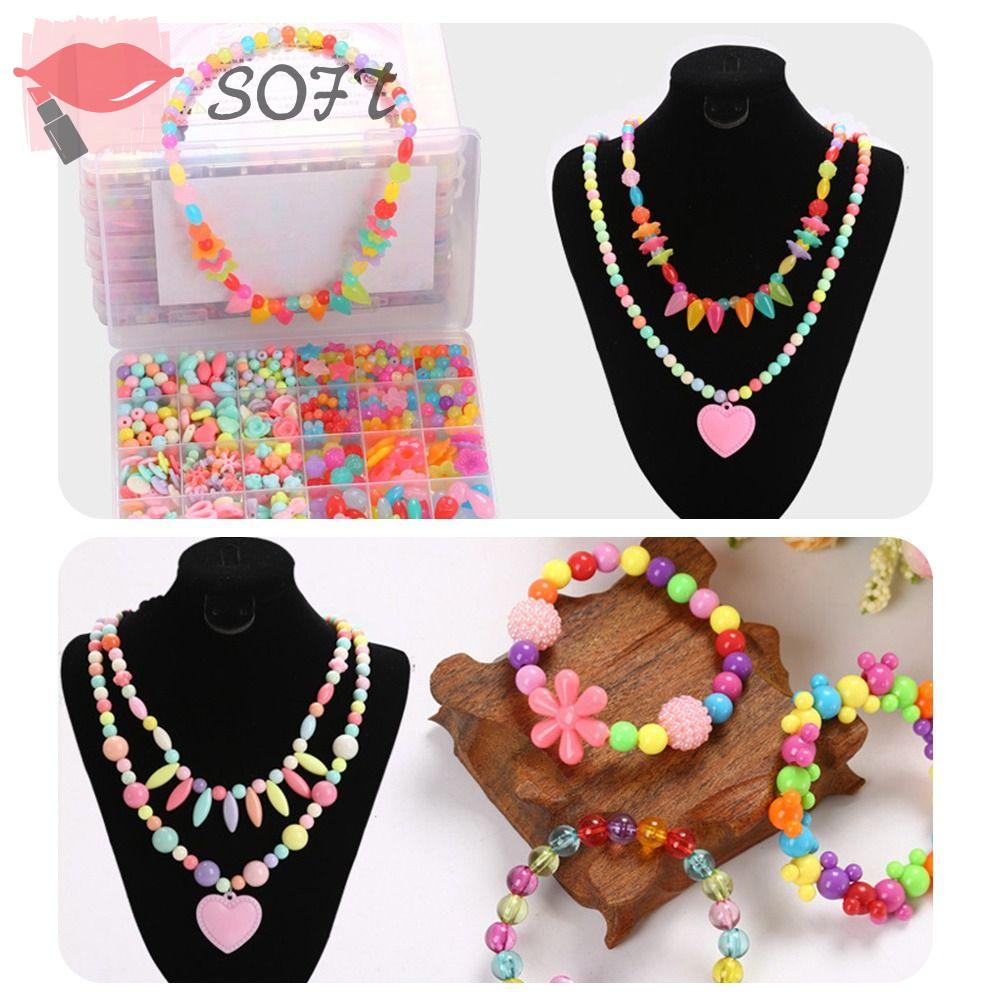 SOFTNESS Beads Accessories Kit, 24 Grids Boho Bracelet Necklace Making ...