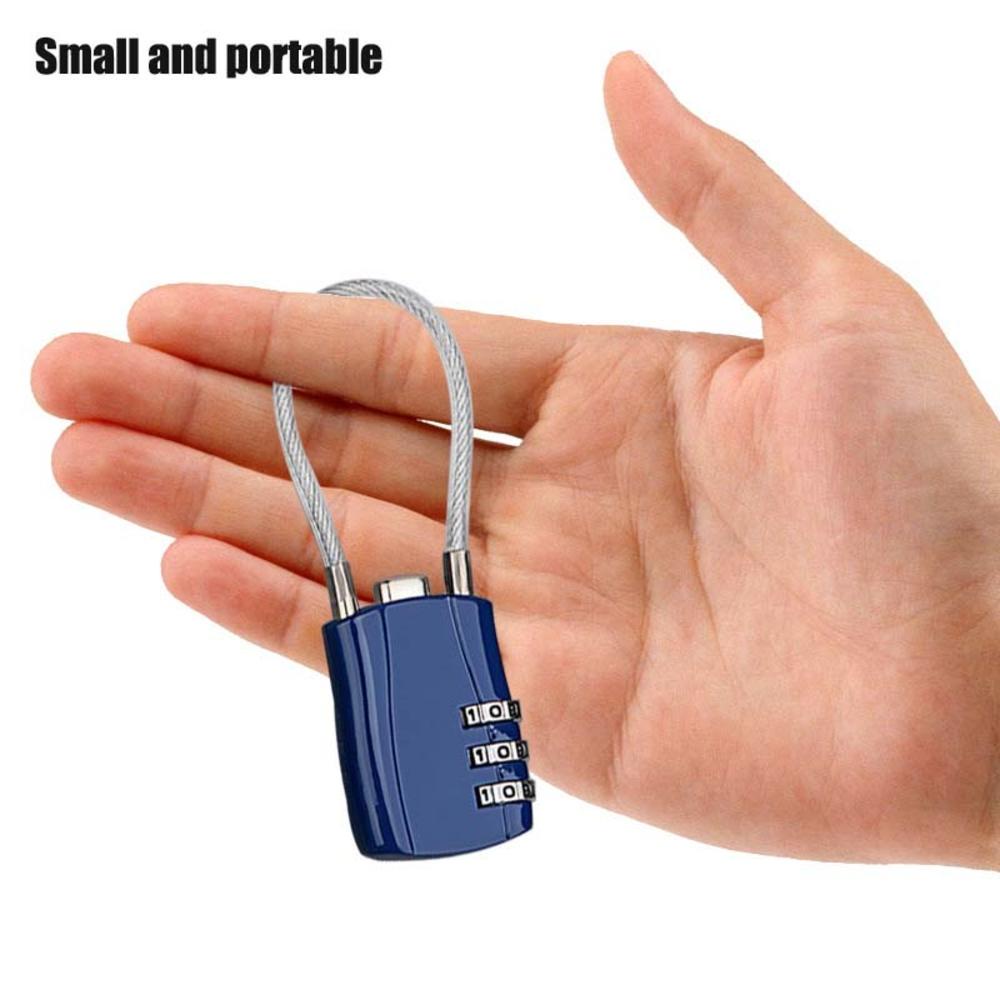 Wire Combination Lock Padlock – 3/24" Diameter Cable, Resettable 3-Dial Code – For Luggage, Backpack, Gym Locker, Helmet, Cabinet