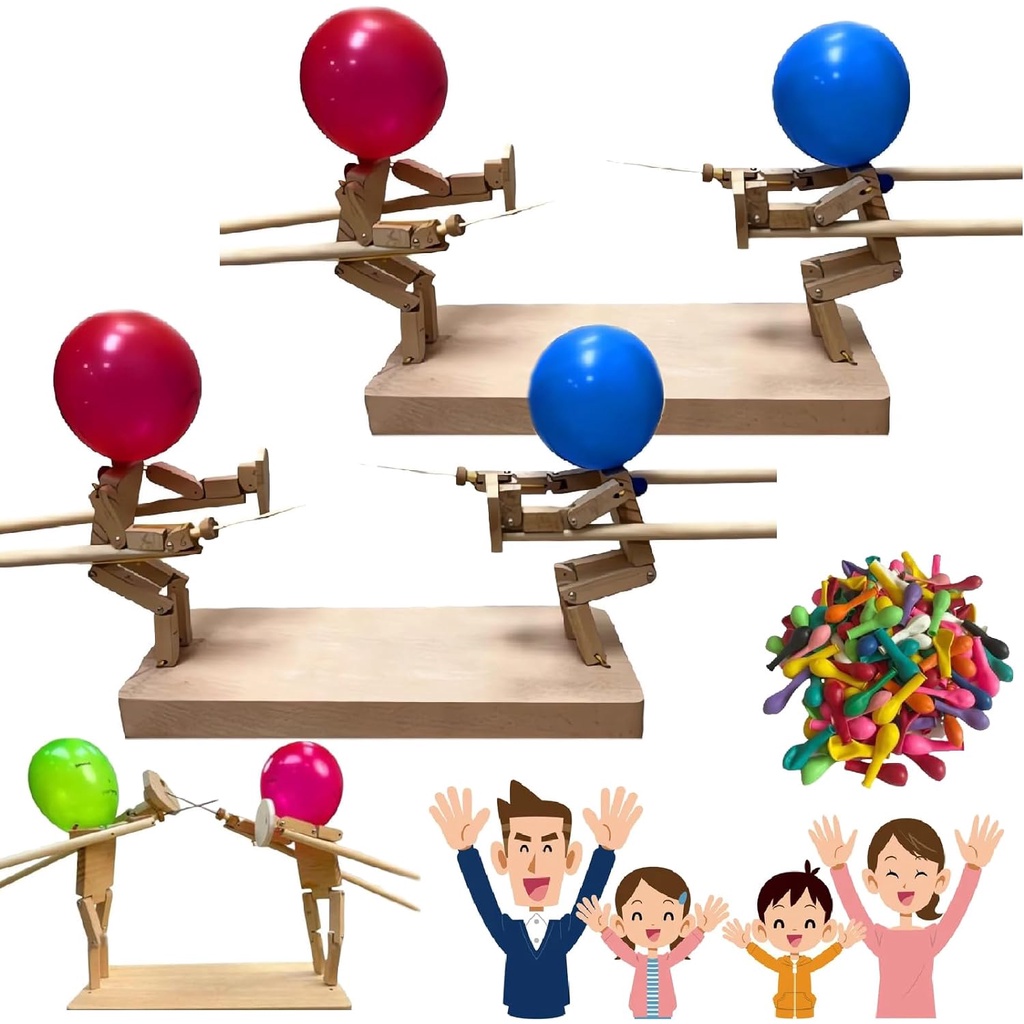 Balloon Bamboo Man Battle- 2024 New Handmade Wooden Fencing Puppets ...