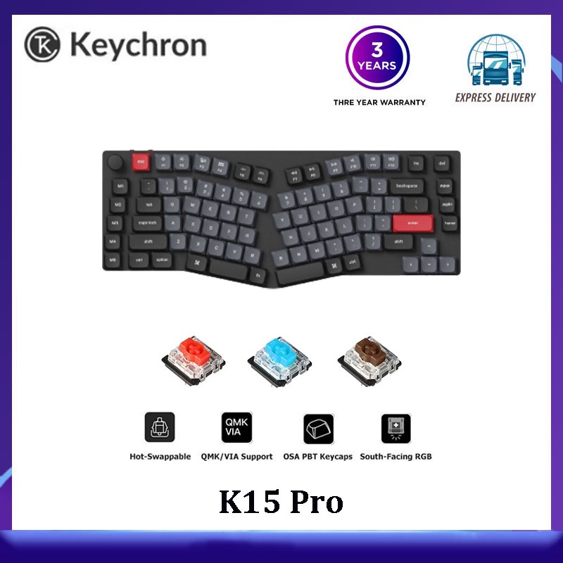 Keychron K15 Pro (Alice Layout) QMK/VIA Wireless Custom Mechanical Keyboard