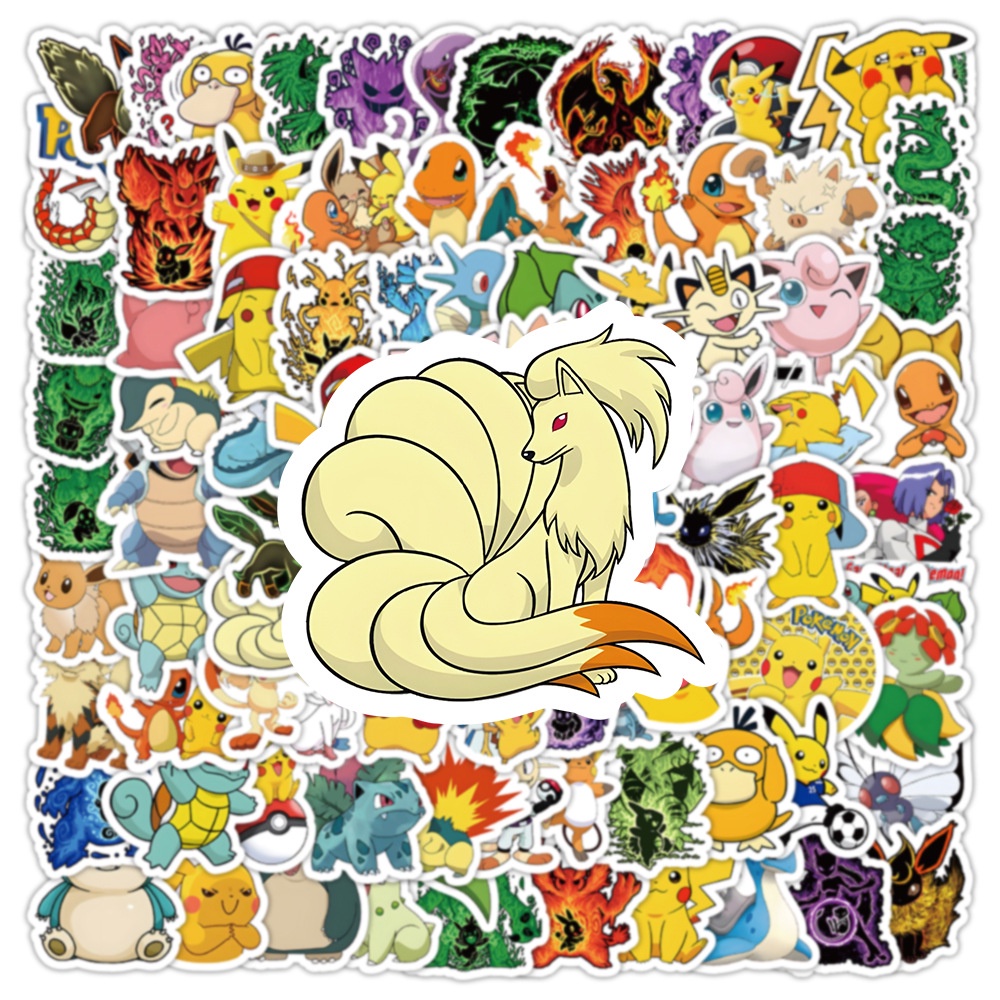 100PCS Cartoon Anime Pokémon Pikachu Graffiti Stickers for Helmet ...