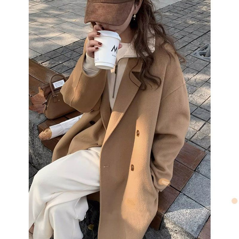 Long woolen overcoat sales