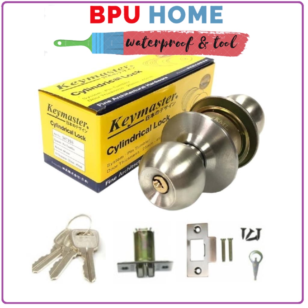 Keymaster CYLINDRICAL DOOR LOCK DOOR LOCK SET - 3871SS/60mm BACKSET ...