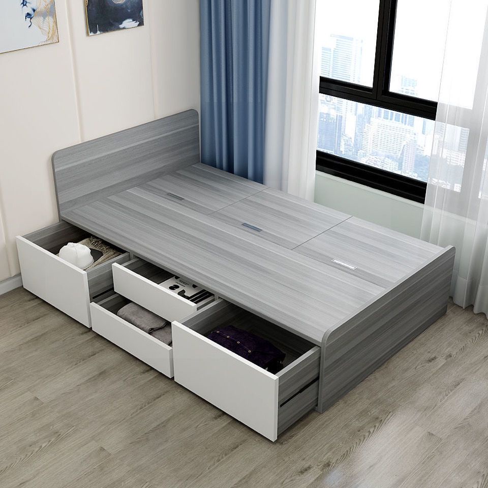 Solid Wood Bed, Tatami Bed, High Box Bed, Storage Bed, Double Floor