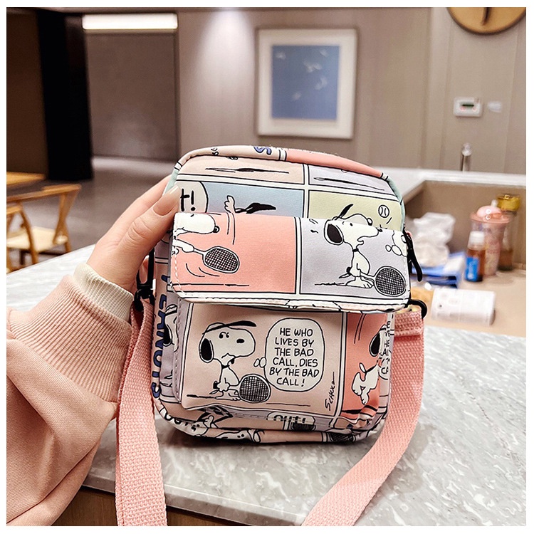 Small Square Snoopy canvas Cross-Bag Printed Cute Pattern Funny Style |  Shopee Singapore