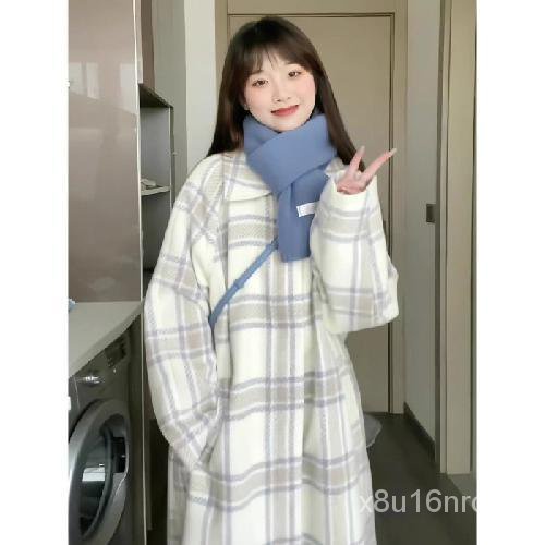 YQ Yi Mu Plaid Wool Coat Women's Trench Coat Autumn Early Winter Korean ...