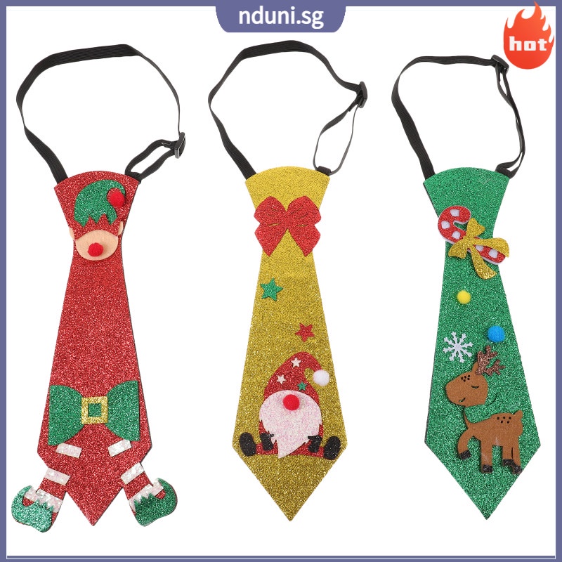 nduni 3 Pcs Ornaments Reindeer Necktie Party Decorative Elk Glitter