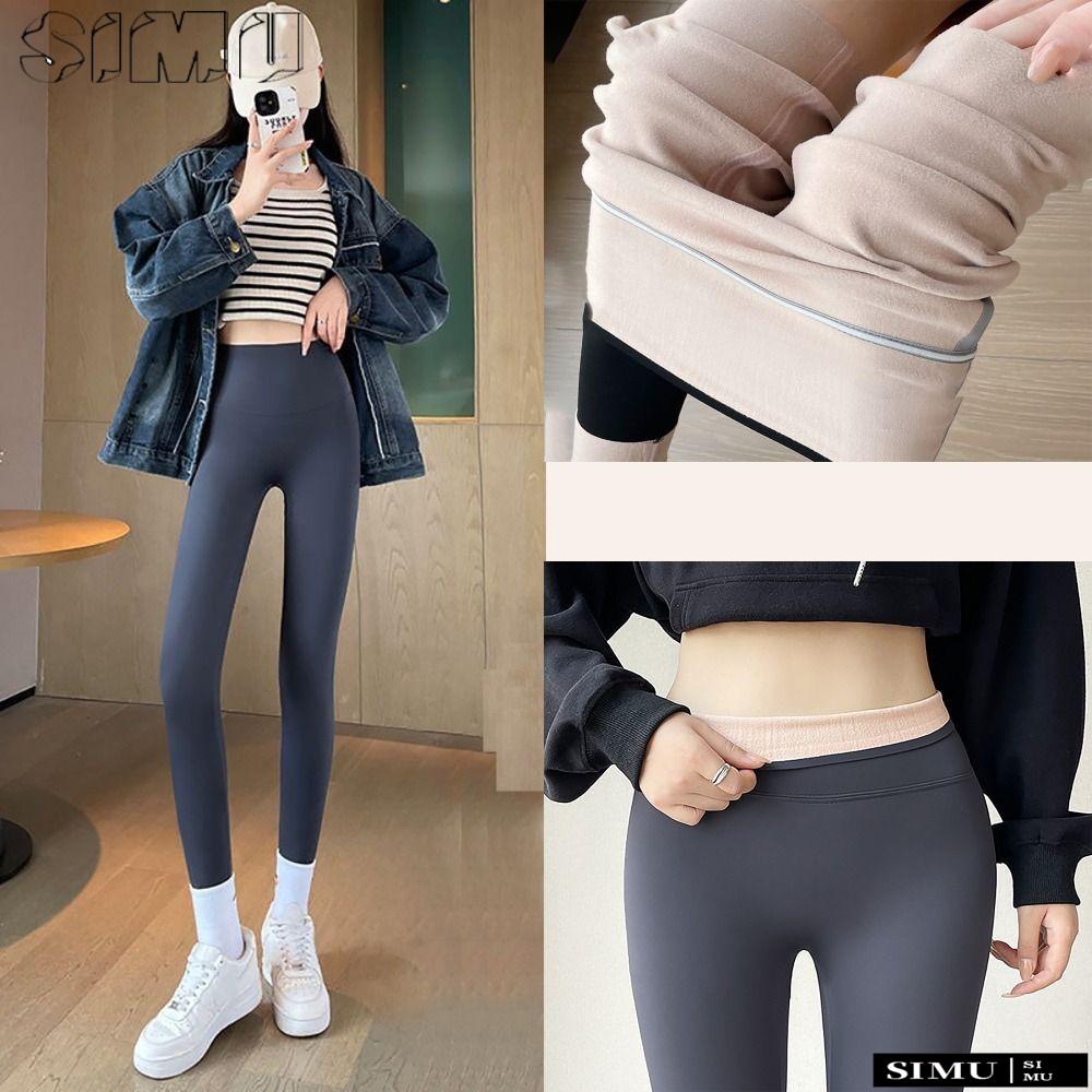 SIMULR Thermal Thin Velvet Leggings, High Waist High Elasticity Light ...