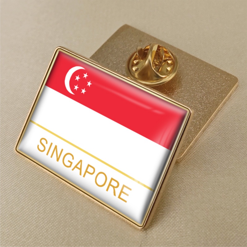 Singapore Flag Pin National Day Decoration Souvenir Crystal Drip Gum ...