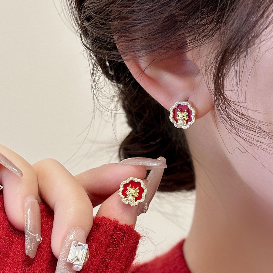 Red 2025 dragon earrings