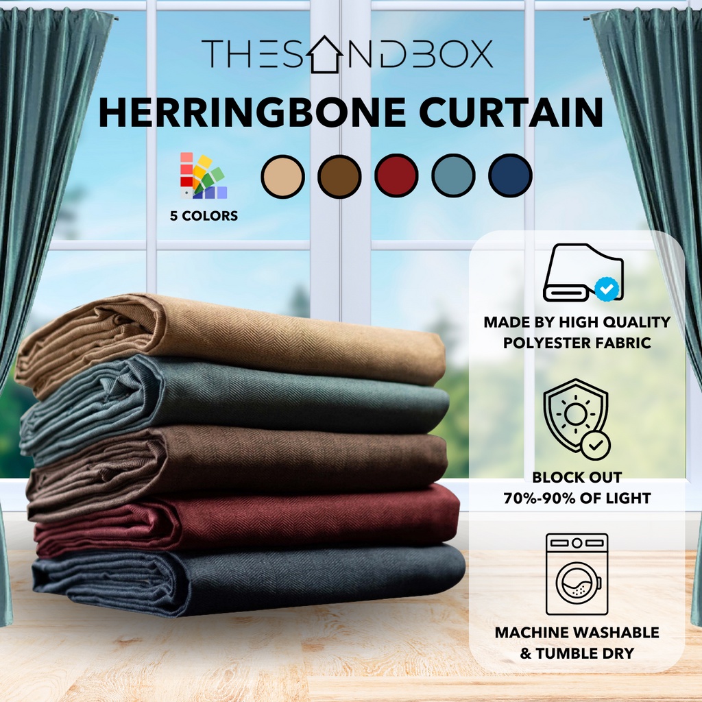 Herringbone Blackout Curtain Panel [ Hook Eyelet 5 Color Highgrade