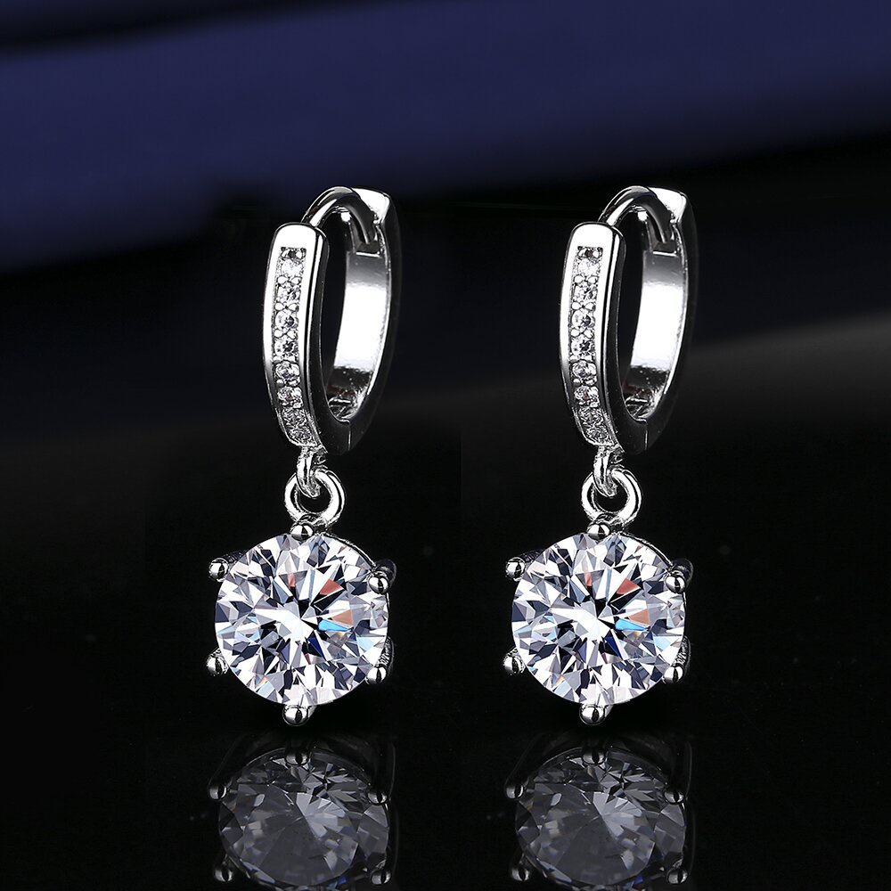 Platinum-Plated 2 Carat Moissanite Drop Earrings