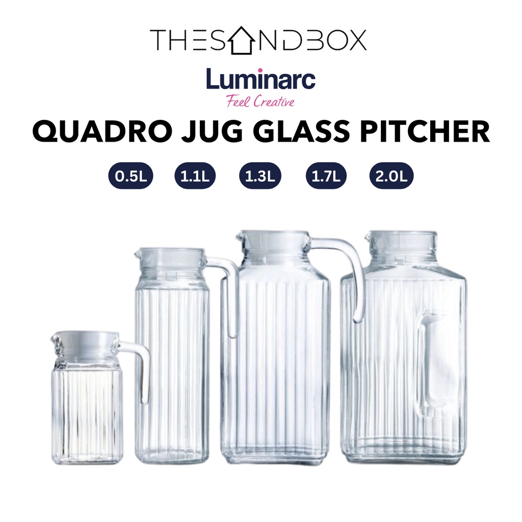 Luminarc 1L Water Jug Glass With Acrylic Lid Durable Jugs @ Best