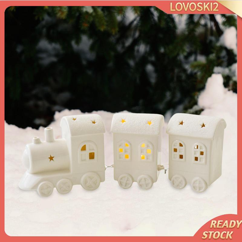 [Lovoski2] Light Up Christmas Train, Table Centerpiece Porcelain Train
