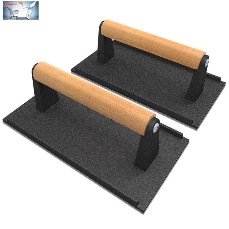 Cast Iron Grill Press Kit 2PCS Heavy Duty Bacon/Burger/Griddle/Chef