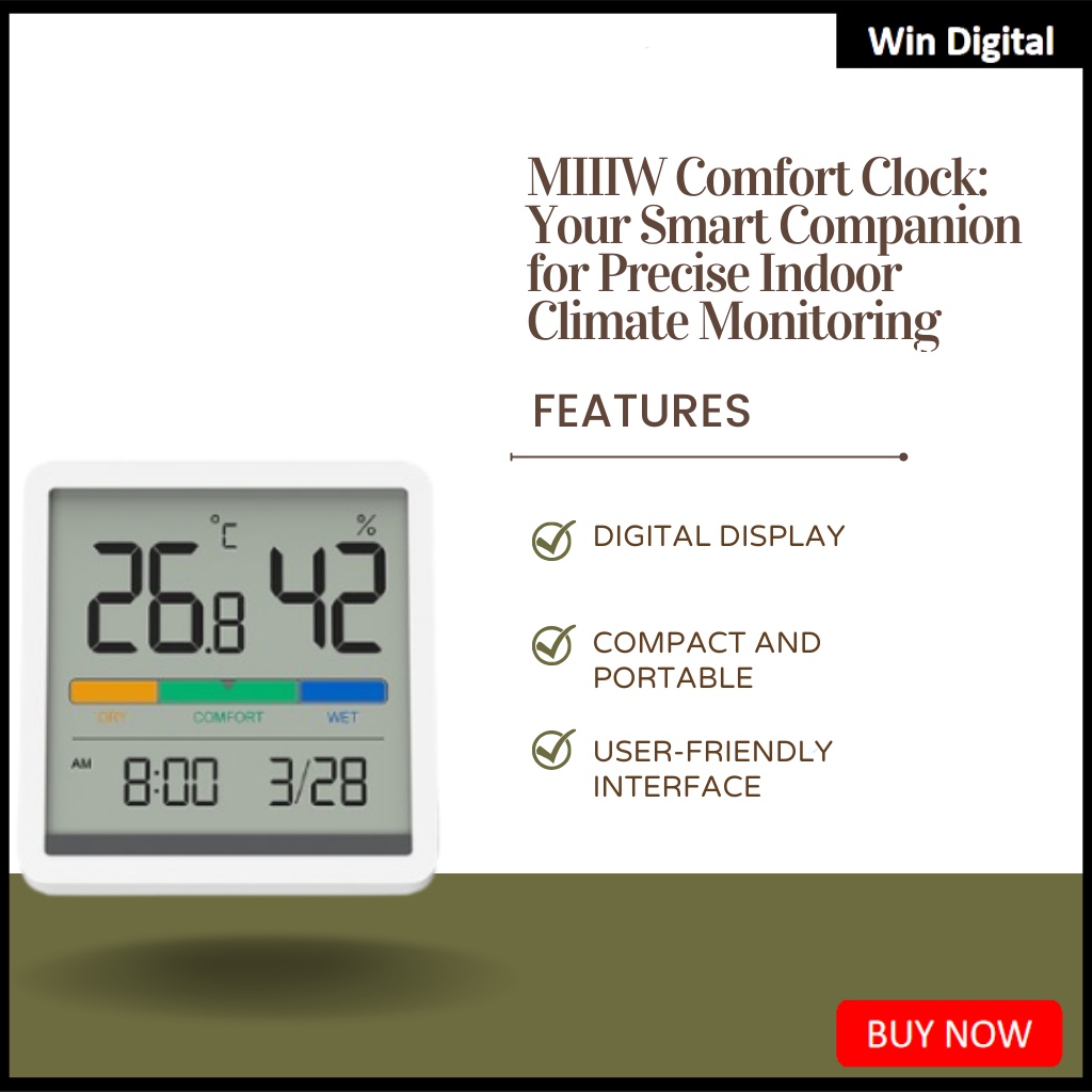 MIIIW Mute Temperature Humidity Clock Digital Hygrometer Alarm Clock