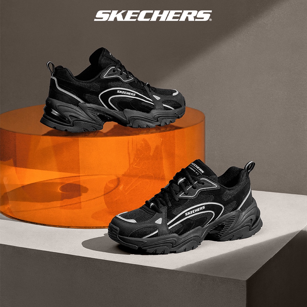 Mens black and sale white skechers