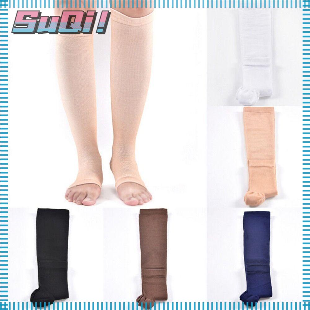 Suqi Calf Compression Socks Open Toe Support Knee Men Stockings Elastic Pressure Foot Care 0859