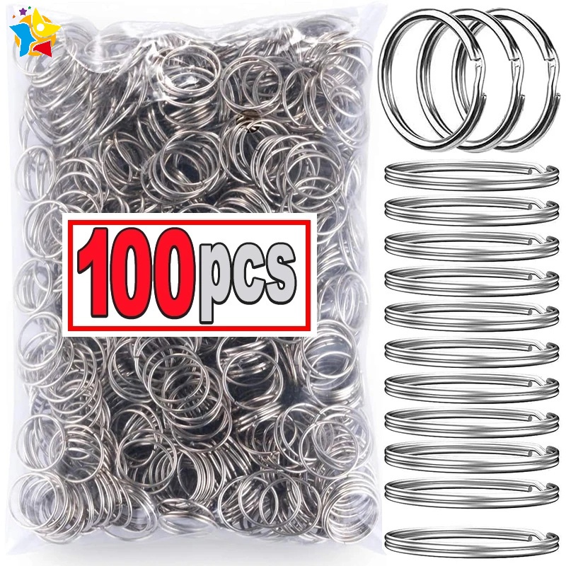 30/50/100Pcs Round Flat Line Split Keyring 28/30/32/35mm Basic ...