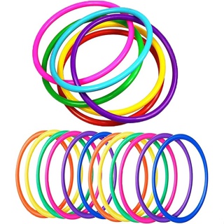 24pcs Plastic Toss Rings Kids Ring Toss Game for Kindergarten Garden Backyard Outdoor Games (Random Color)