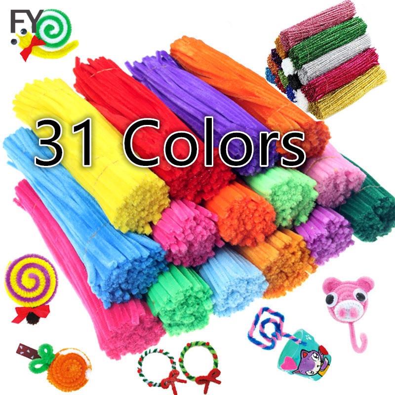 100 Pcs Macaron Colours Pipe Cleaner Chenille Stems Assorted Colour