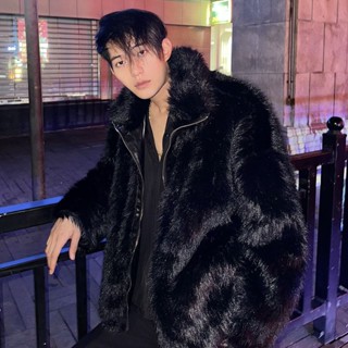 Fur coat store mens black