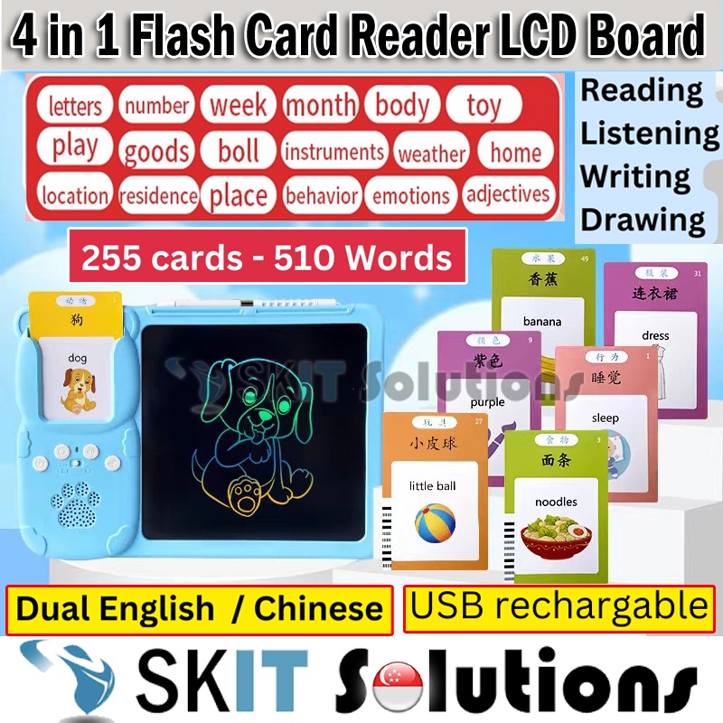 LCD Writing Board Pad Tablet Talking Flash Cards Learning Toy ...