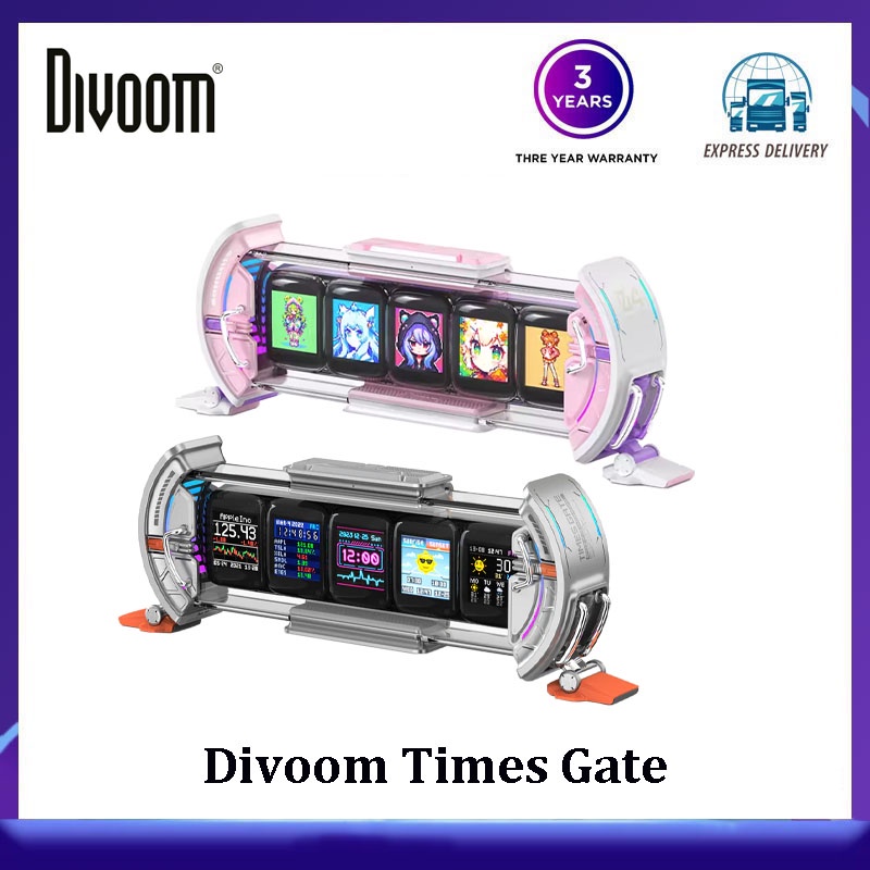 Divoom Times Gate Pixel Art Informative Display Pink