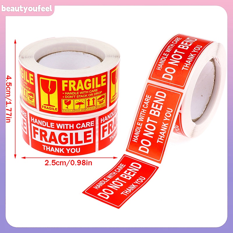 [Beautyoufeel] 250pcs/Roll Fragile Stickers Handle with Care Thank You ...