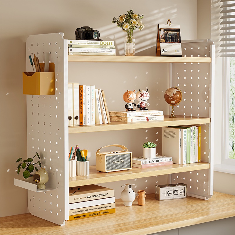 Desktop storage rack metal hole board household desk bookshelf multi ...