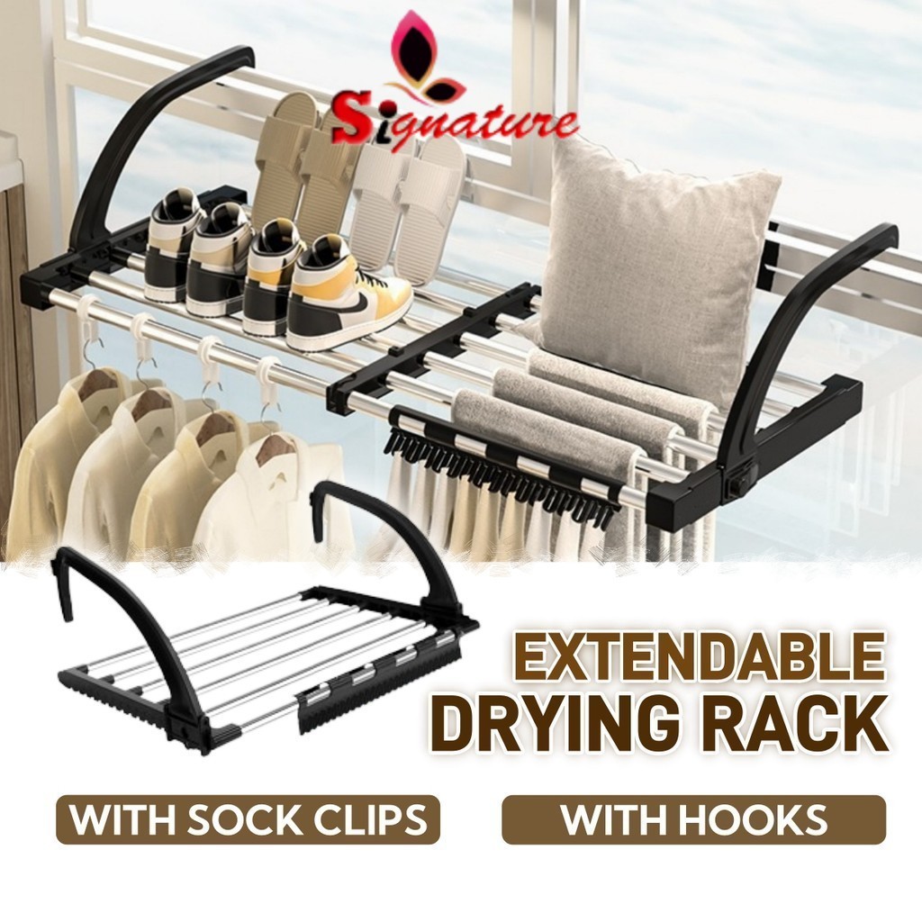 Extendable Cloth Balcony Hanger Retractable Drying Rack Hanging Rack ...